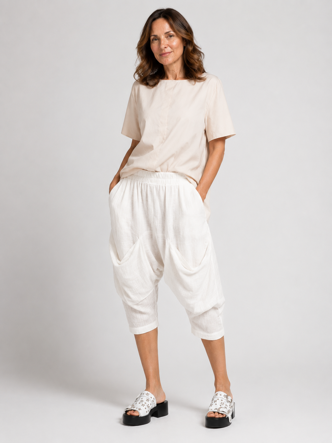 PANTALONE CORTO LINO TASCONI FRONTALI