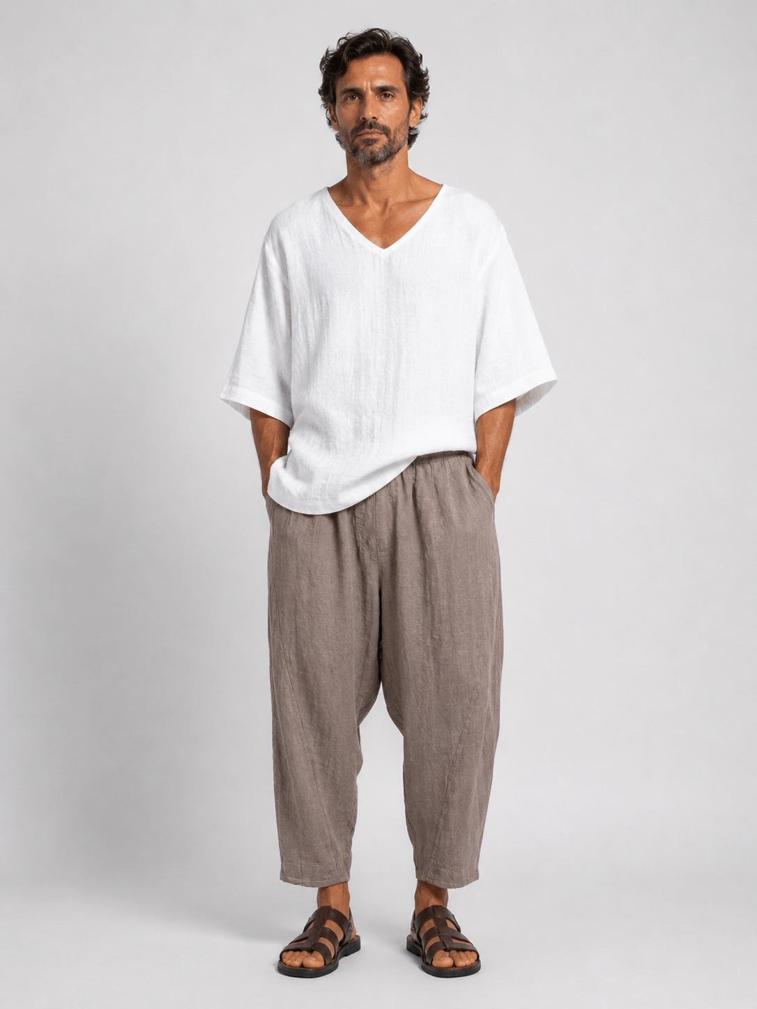 PANTALONE OVER LINO CON CUCITURE DAVANTI Z