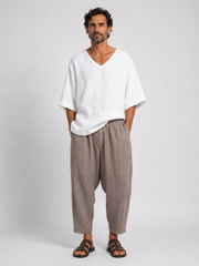 PANTALONE OVER LINO CON CUCITURE DAVANTI Z