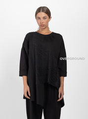 ASYMMETRIC OVERSIZED SWEATER WITH WORKED FABRIC