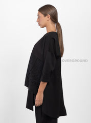 ASYMMETRIC OVERSIZED SWEATER WITH WORKED FABRIC