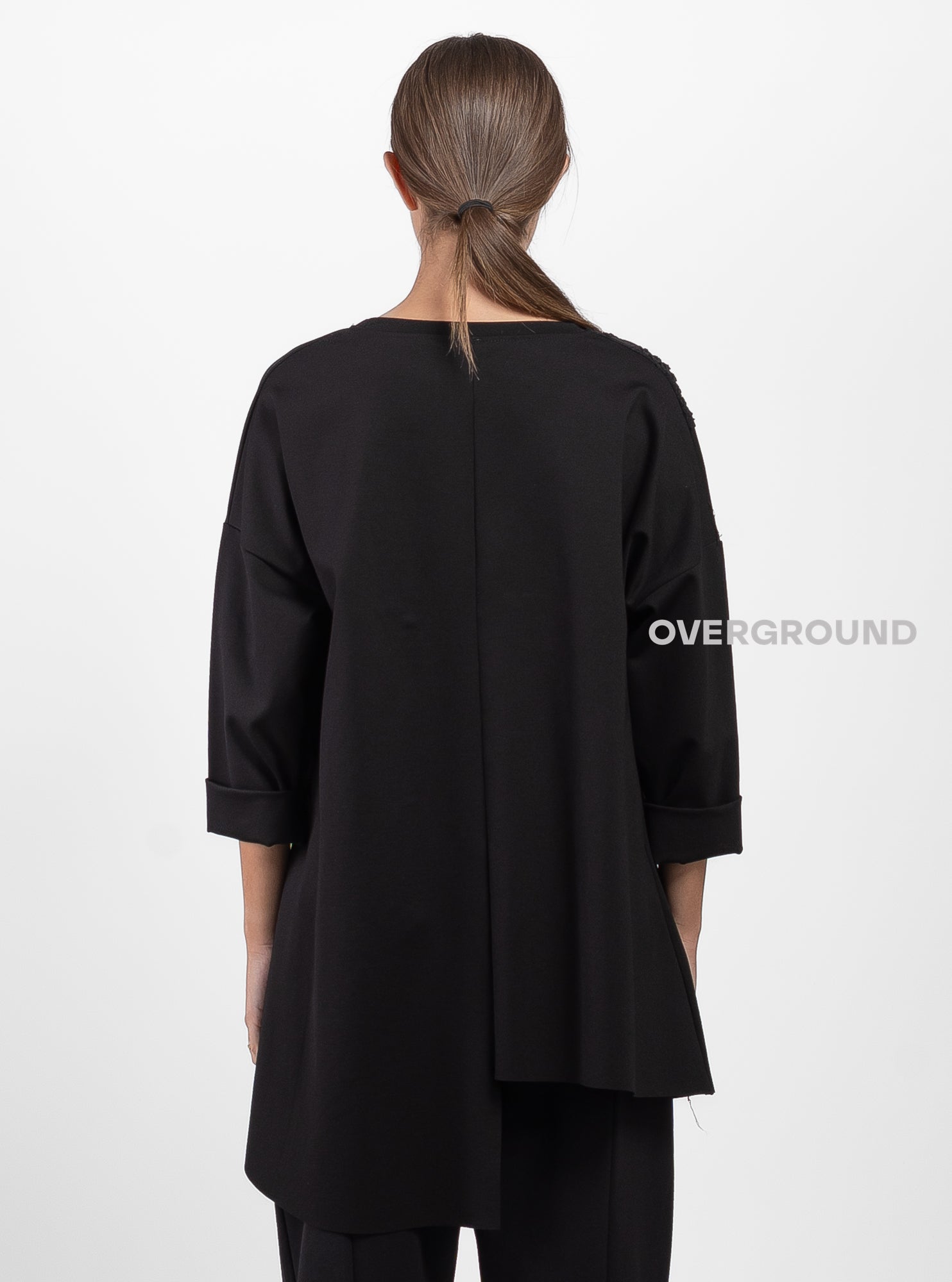 ASYMMETRIC OVERSIZED SWEATER WITH WORKED FABRIC
