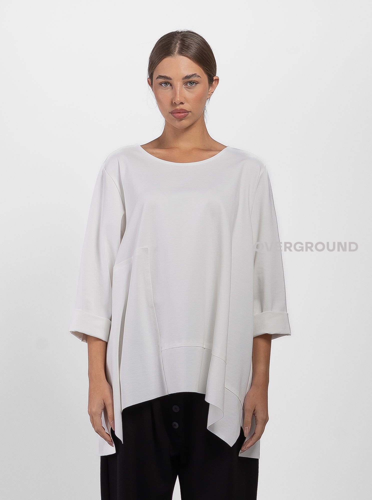 BLUSA LUNGA OVER CON CUCITURE DAVANTI E DIETRO - OVERGROUND STORE 