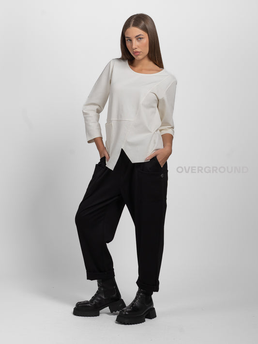 PANTALONE CON PATTINE FRONTALI E TASCHE LATERALI