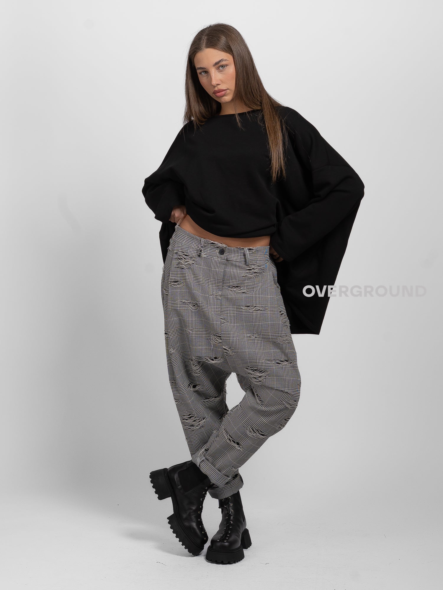 PANTALONE A CAVALLO BASSO TESSUTO LAVORATO - OVERGROUND STORE 
