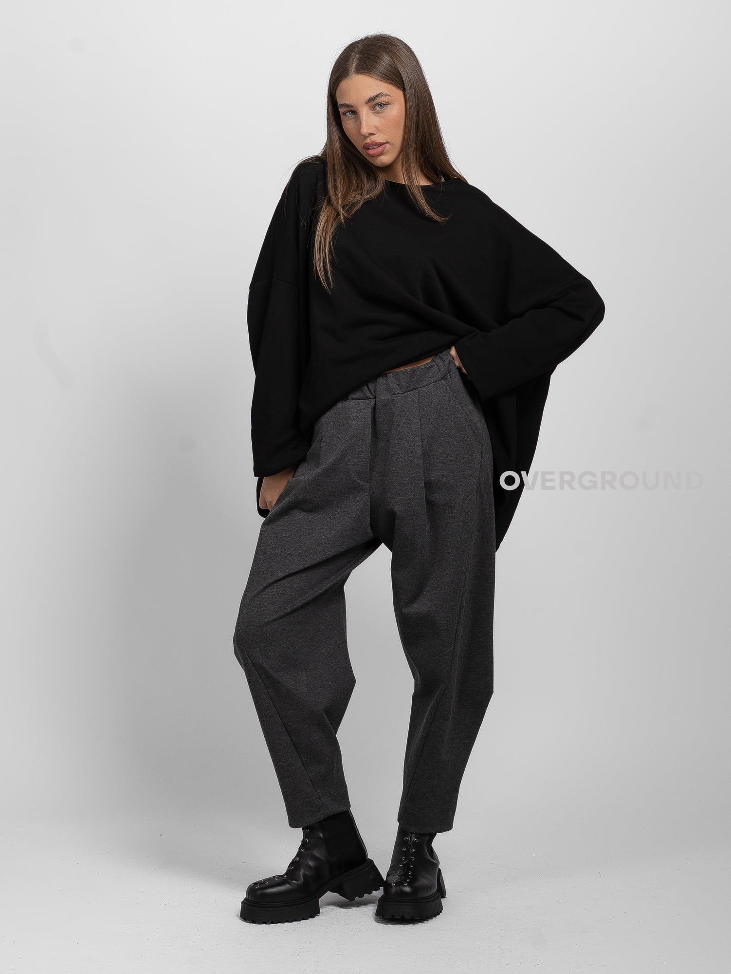 OVERSIZED TROUSERS WITH MILAN STITCH FRONT SEAMS