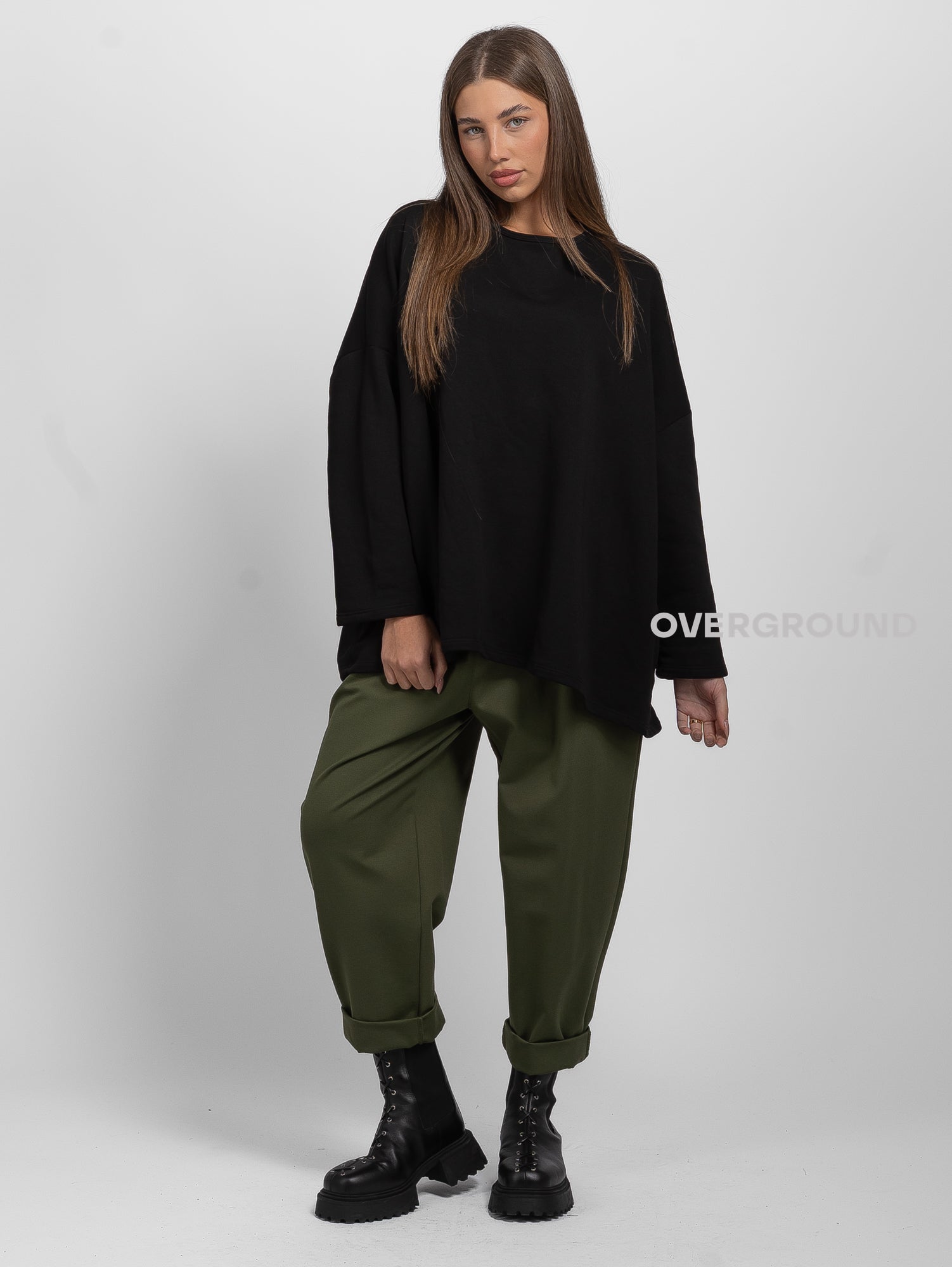 Oversized trousers in Milano stitch 