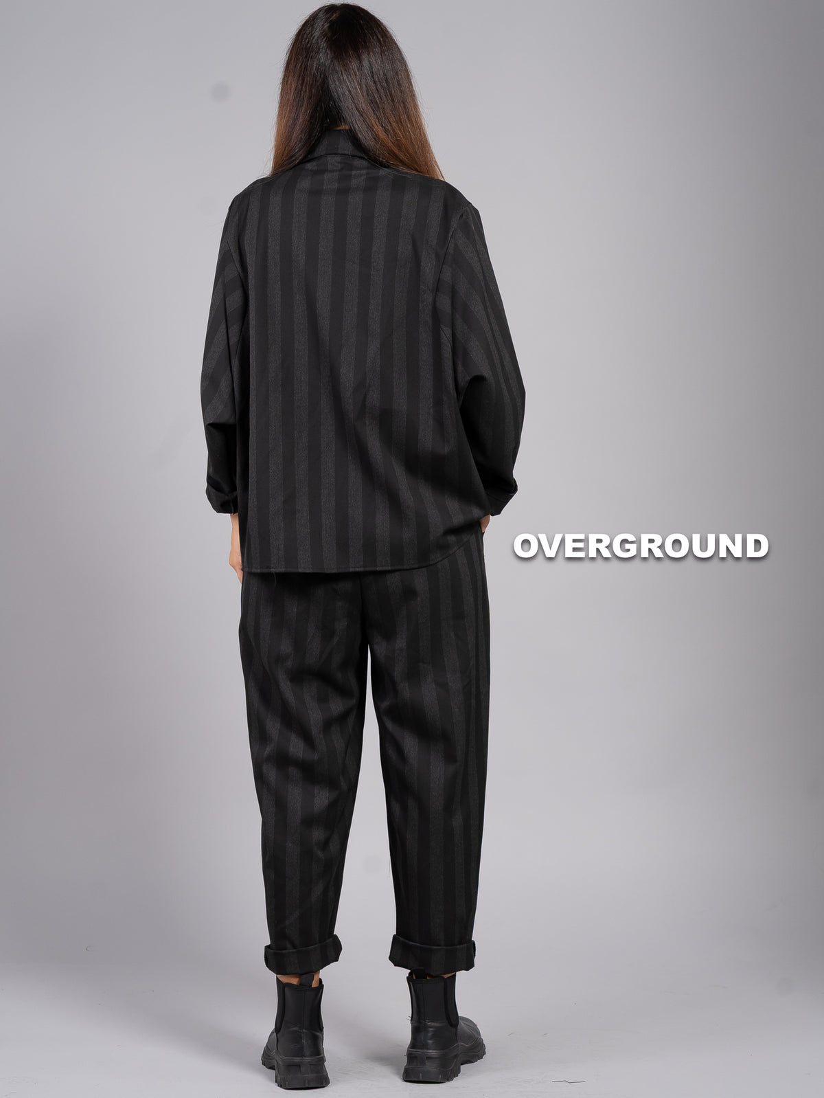 CAMICIA OVER GESSATA CON TASCONI FRONTALI