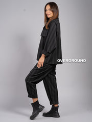 PANTALONE OVER GESSATO CON CUCITURE