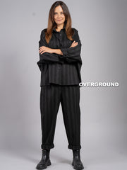 PANTALONE OVER GESSATO CON CUCITURE