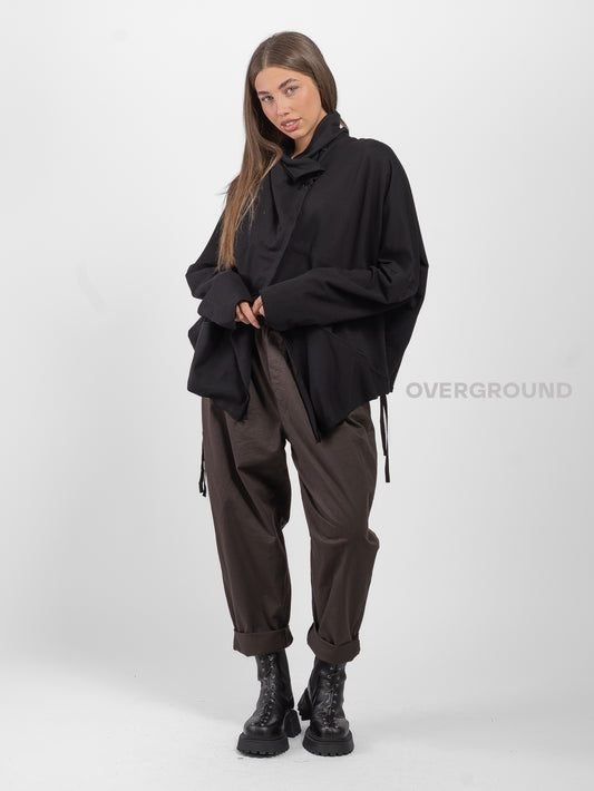 OVERSIZED DUSTER SWEATSHIRT WITH ASYMMETRIC BUTTONING