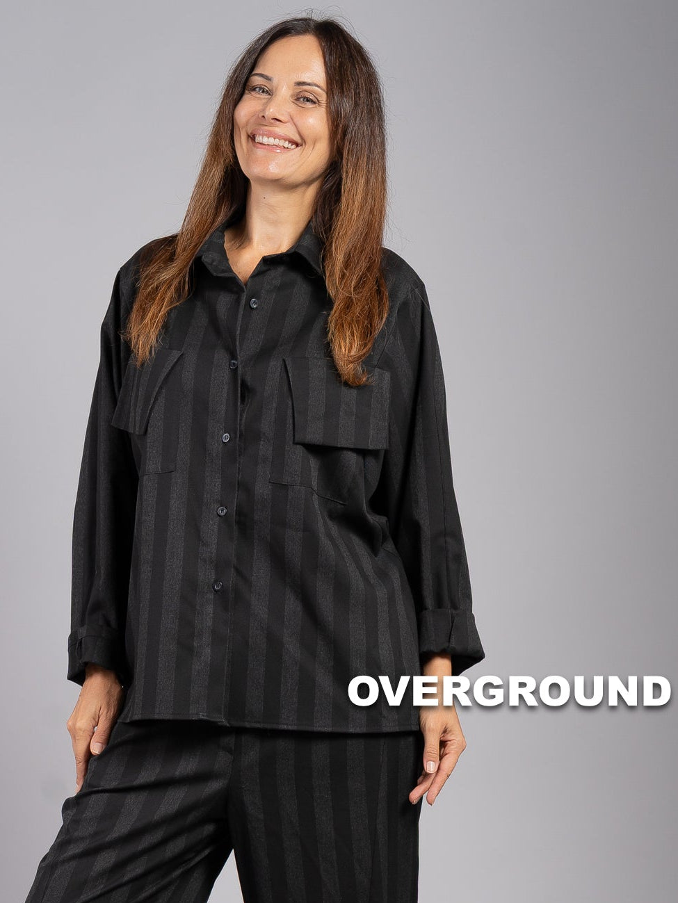 CAMICIA OVER GESSATA CON TASCONI FRONTALI