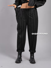 PANTALONE OVER GESSATO CON CUCITURE