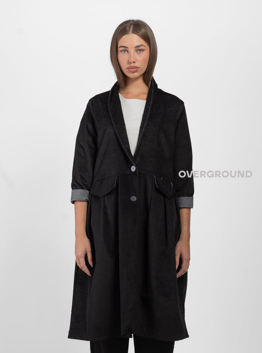 OVERSIZED DUSTER COAT WITH FRONT FLAP