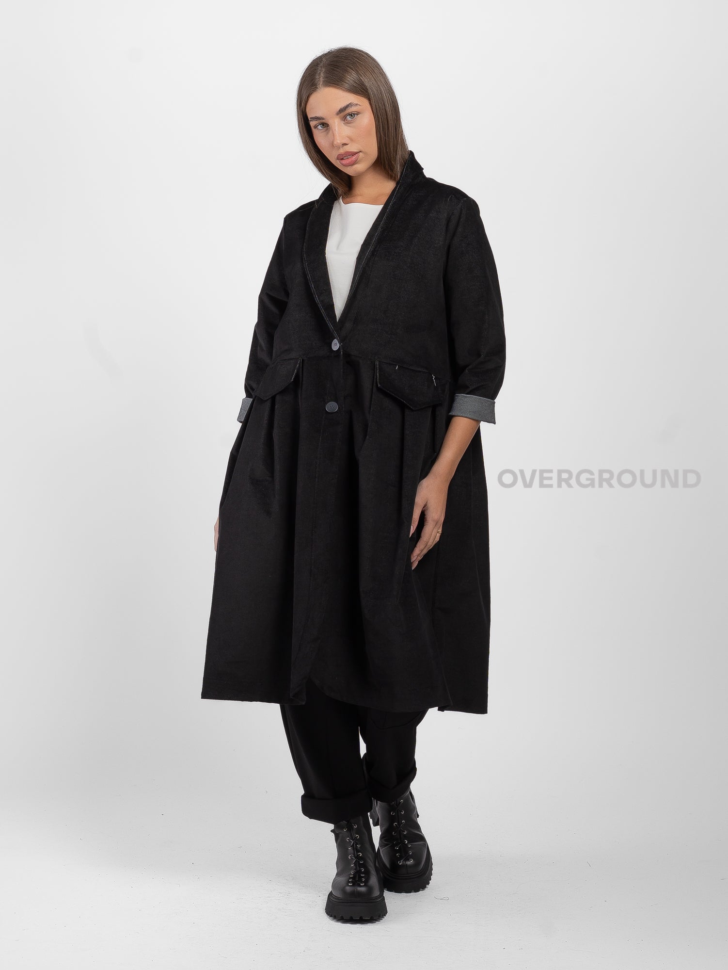 OVERSIZED DUSTER COAT WITH FRONT FLAP