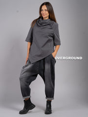 BLUSA OVER ASIMMETRICA COLLO SCIALLATO