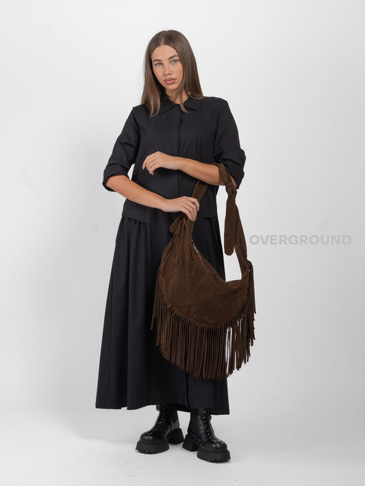 SUEDE BAG WITH FRINGES