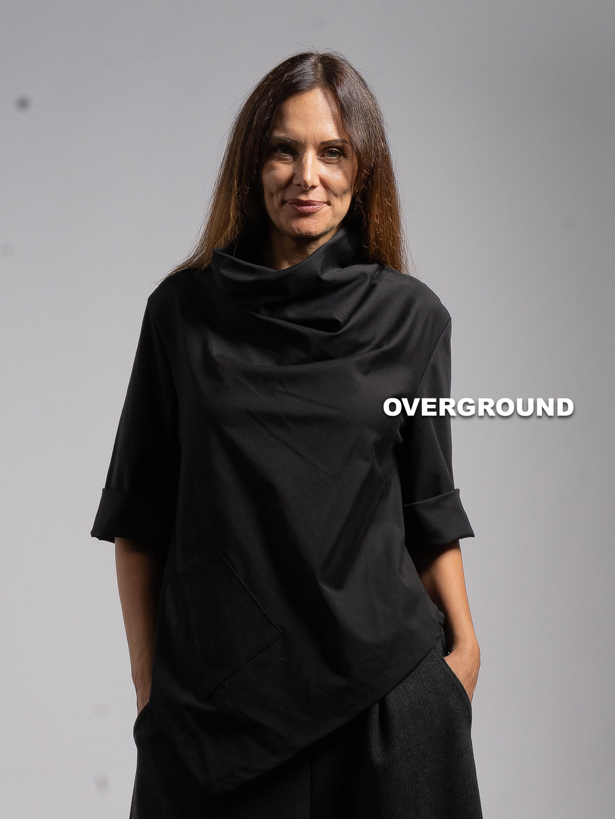 BLUSA OVER ASIMMETRICA COLLO SCIALLATO