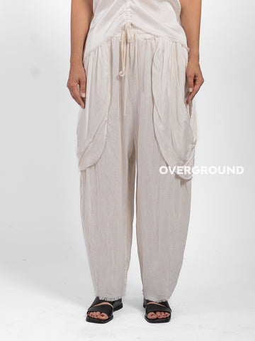 PANTALONE OVER LINO CON TASCONI DAVANTI