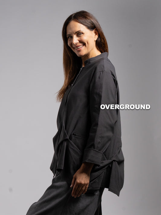 OVERSIZED-JACKE MIT KNOPFVERSCHLUSS UND ABGENÄHTEN TASCHEN