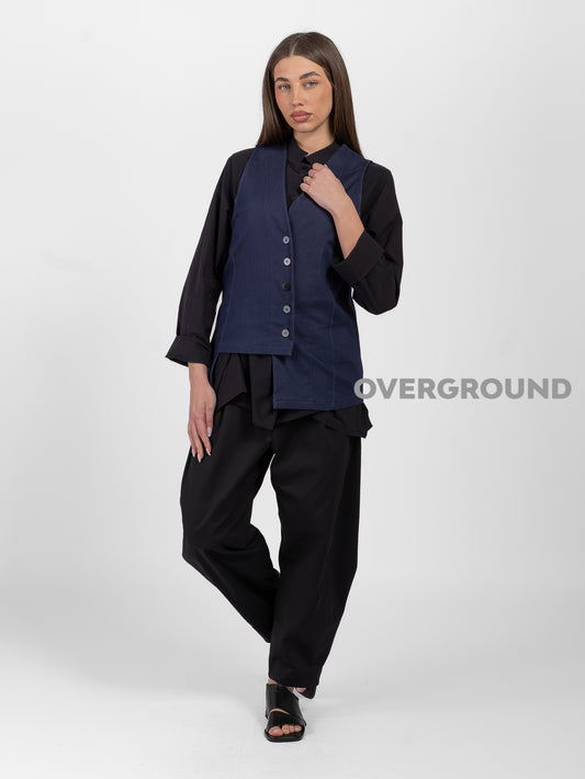 GILET EFETTO JEANS OVER ASIMMETRICO - OVERGROUND STORE 