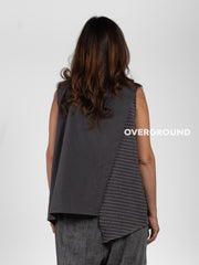BLUSA SMANICATA ASIMMETRICA RIGATA