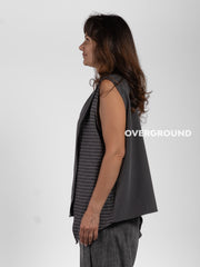 BLUSA SMANICATA ASIMMETRICA RIGATA