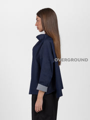 BLUSA CON COLLO ALTO EFFETTO JEANS - OVERGROUND STORE 