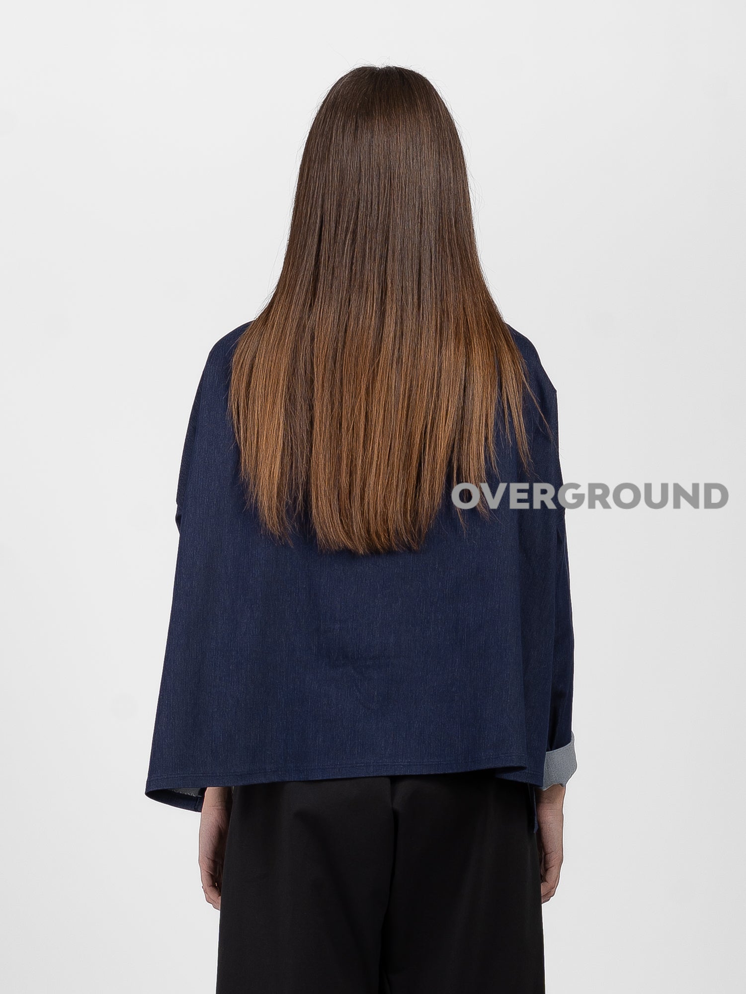 BLUSA CON COLLO ALTO EFFETTO JEANS - OVERGROUND STORE 