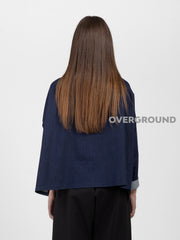 BLUSA CON COLLO ALTO EFFETTO JEANS - OVERGROUND STORE 