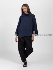 BLUSA CON COLLO ALTO EFFETTO JEANS - OVERGROUND STORE 