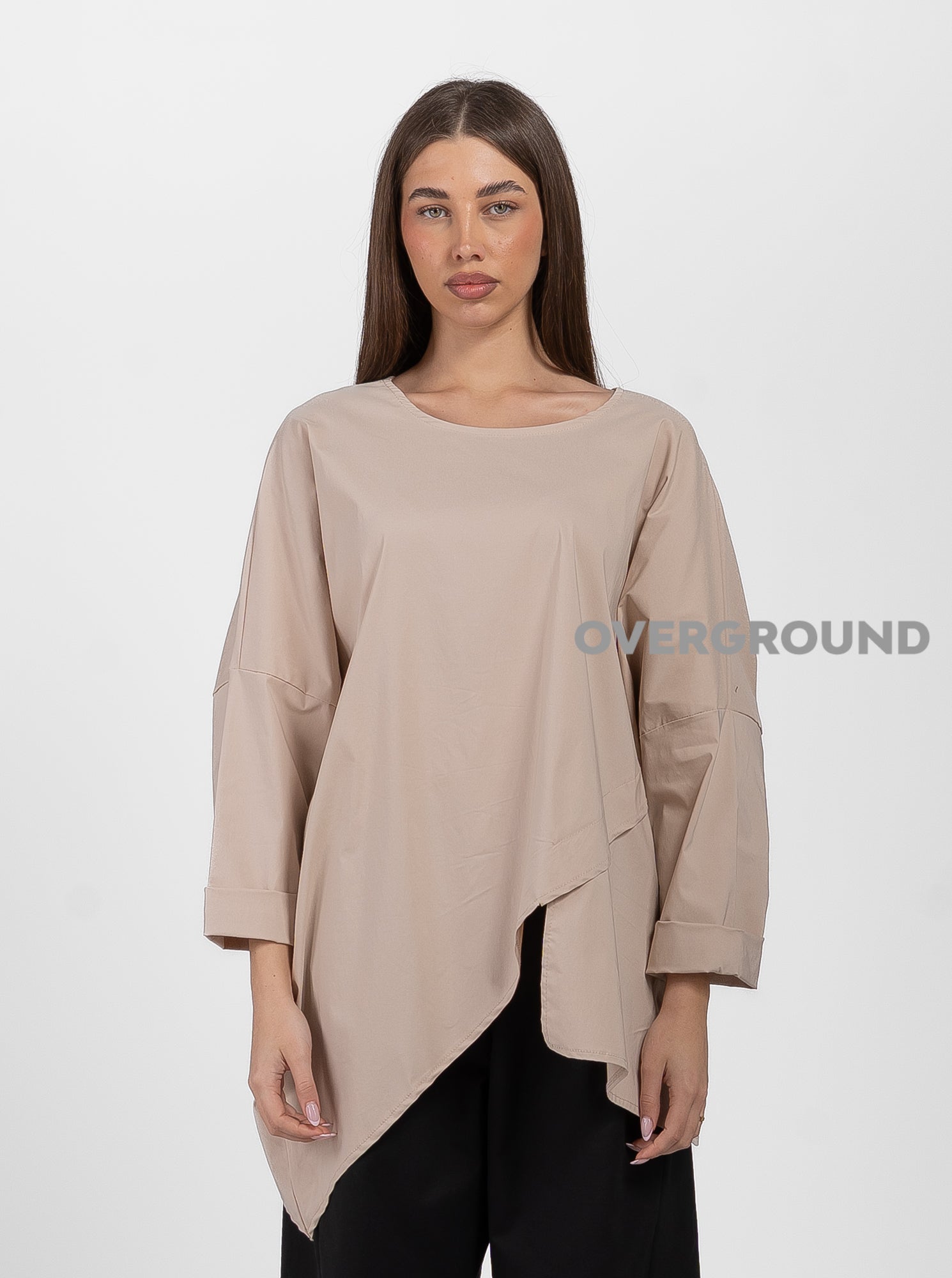 Camicetta Asimmetrica Donna Maniche Lunghe In Rete: Morbida, Elasticizzata, Vestibilità Aderente, Per Uscite Serate E Feste (S/M/L/XL)