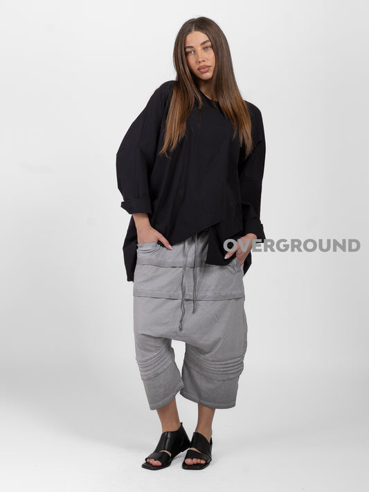 PANTALONE CORTO CAVALLO BASSO CON PIEGHE DAVANTI - OVERGROUND STORE 