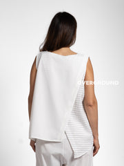 BLUSA SMANICATA ASIMMETRICA RIGATA