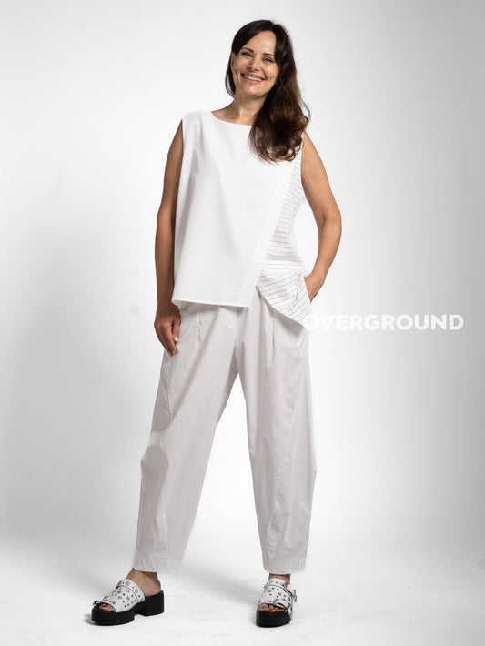 BLUSA SMANICATA ASIMMETRICA RIGATA
