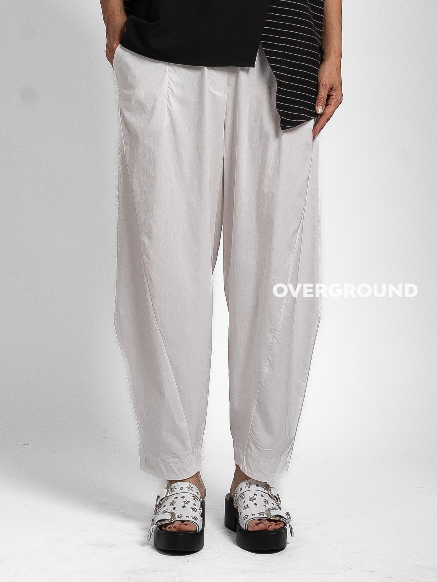 PANTALONE VISCOSA GAMBULE LARGO CON CUCITURE