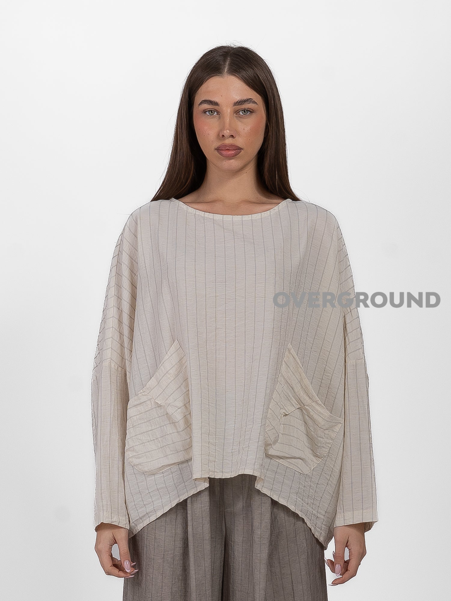 BLUSA OVER CON TASCHE DAVANTI - OVERGROUND STORE 