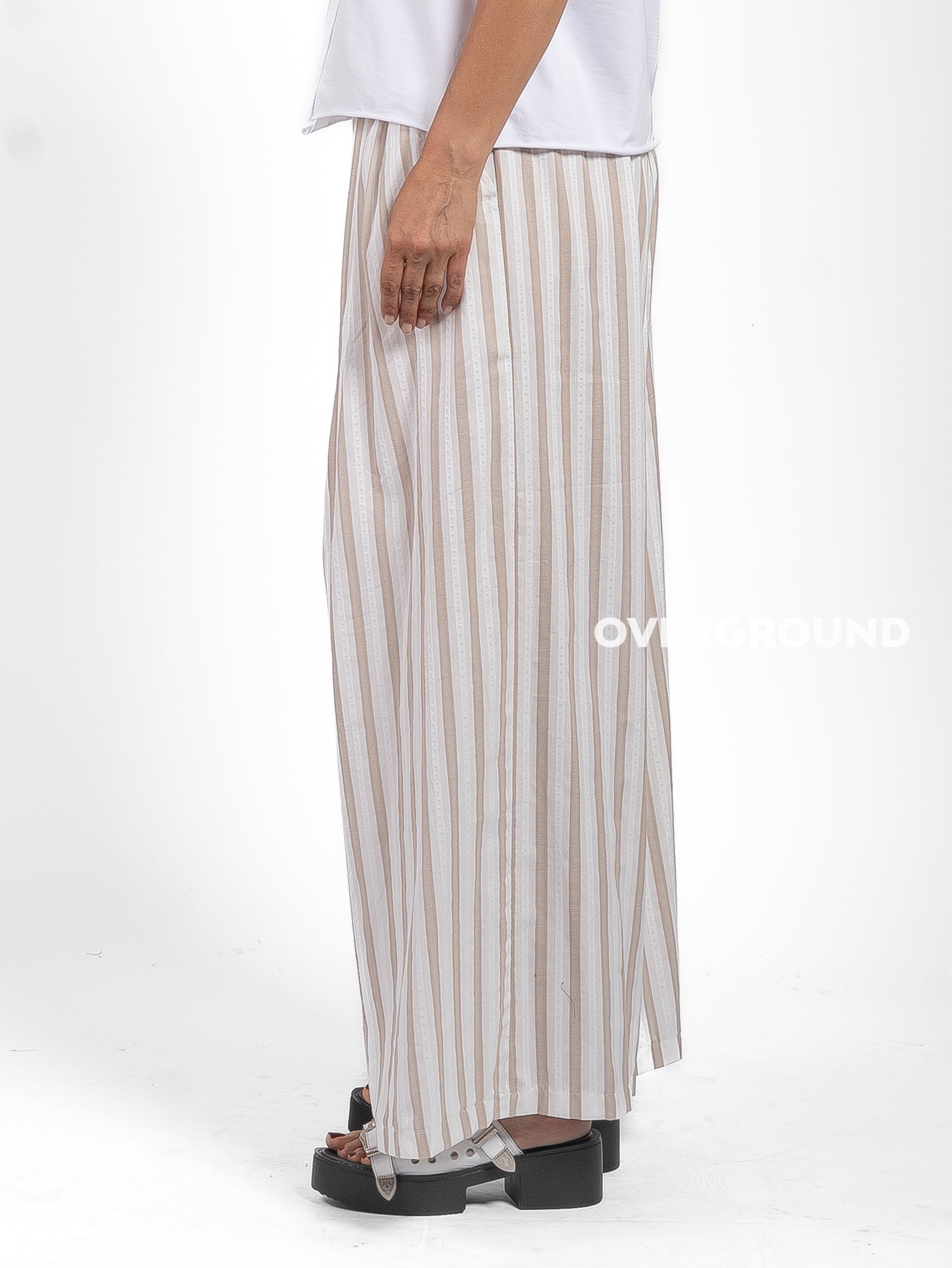 PANTALONE OVER RIGATO GAMBULE LARGO