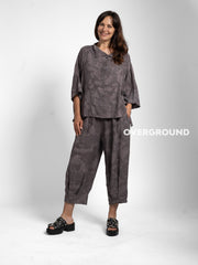PANTALONE OVER CON TESSUTO LAVORATO