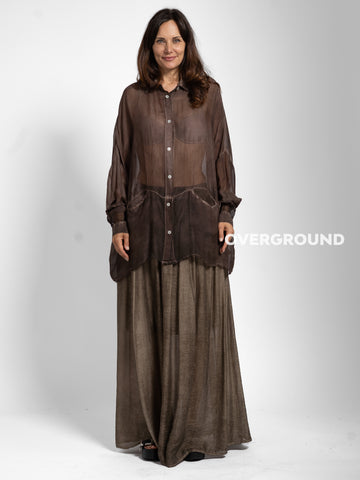 CAMICIA OVER VELATA CON TASCHE DAVANTI
