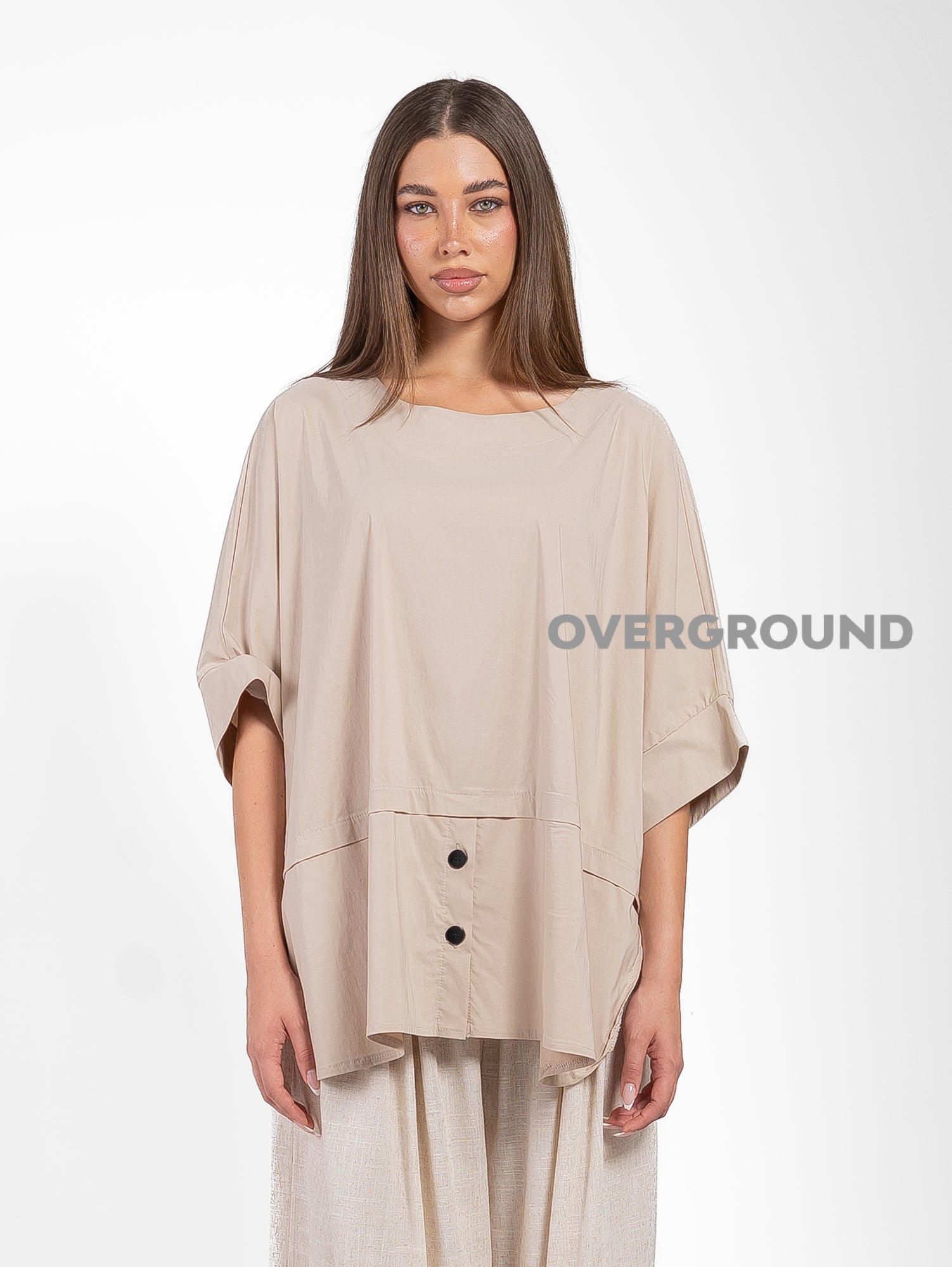 BLUSA OVER CON BALZA CON BOTTONI