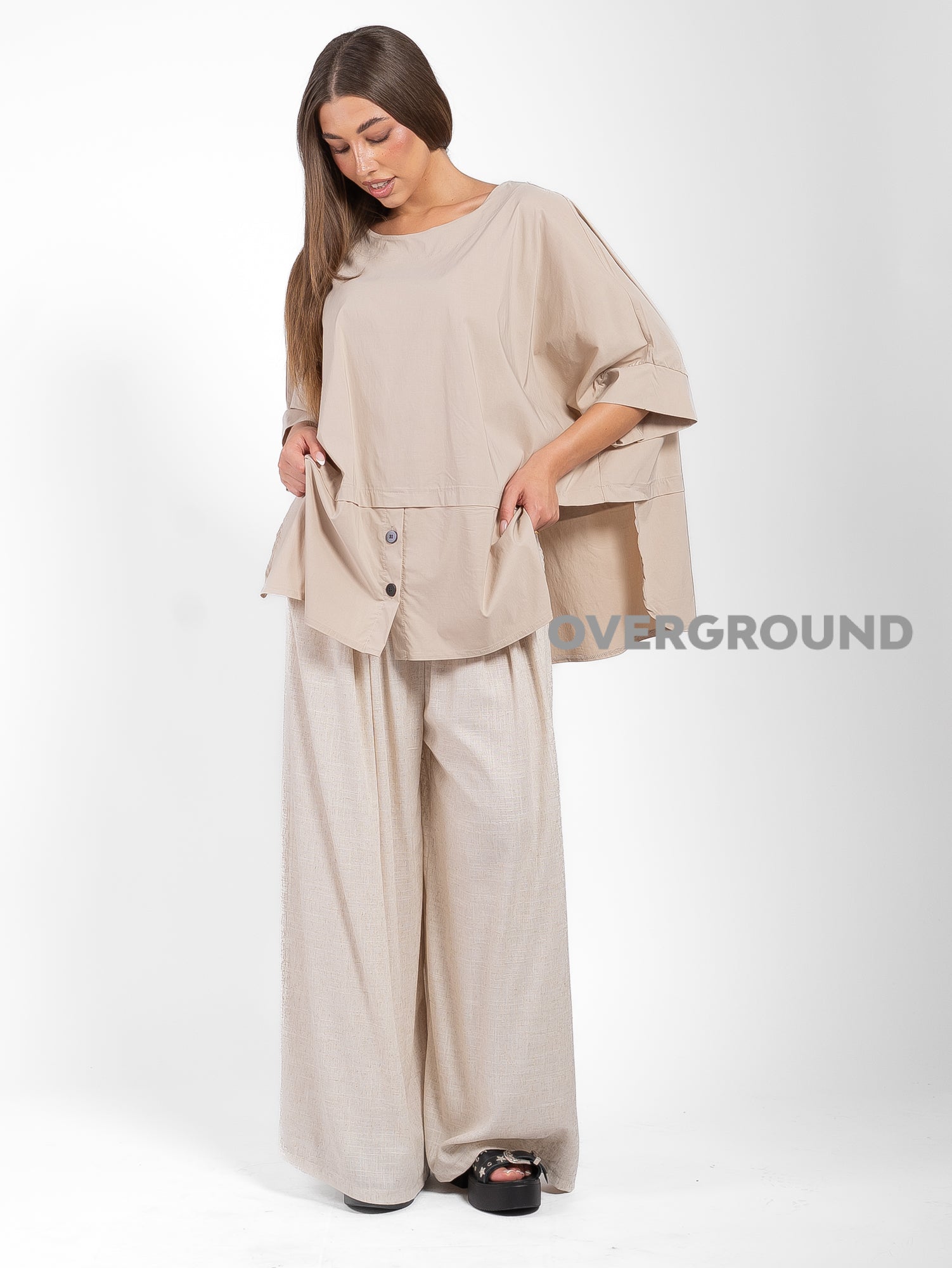 PANTALONE OVER LINO GAMBULE LARGO