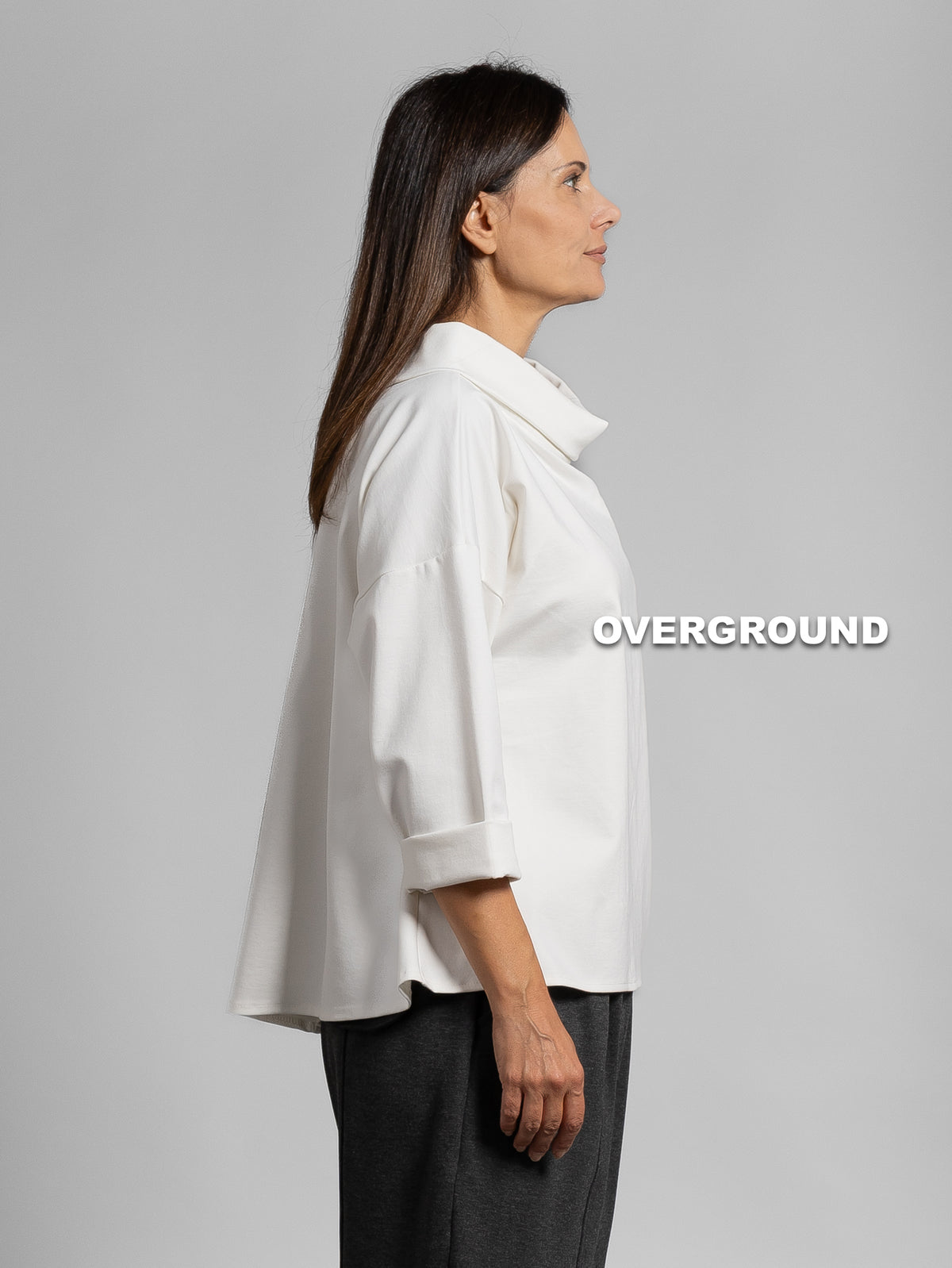 BLUSA OVER CON COLLO A BARCA