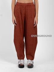 PANTALONE OVER LINO CON CUCITURE DAVANTI