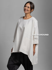 BLUSA OVER LUNGA CON CUCITURE E TASCONE