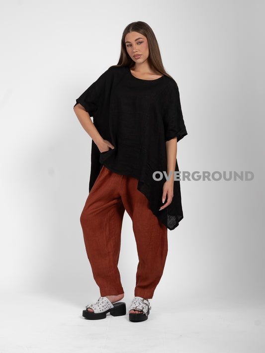 BLUSA OVER LINO CON PUNTE LATERALI