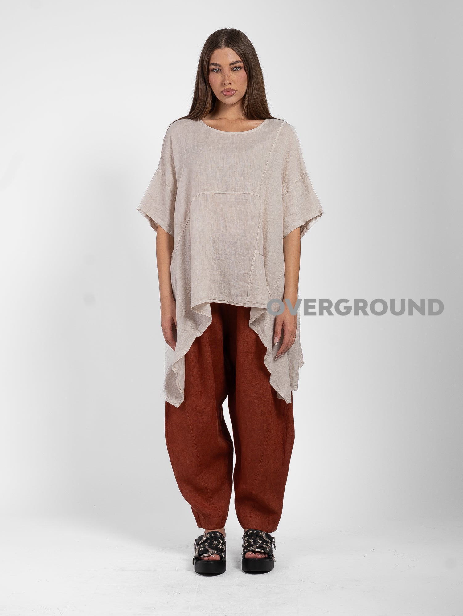 OVERSIZED LINEN BLOUSE WITH SIDE POINTS