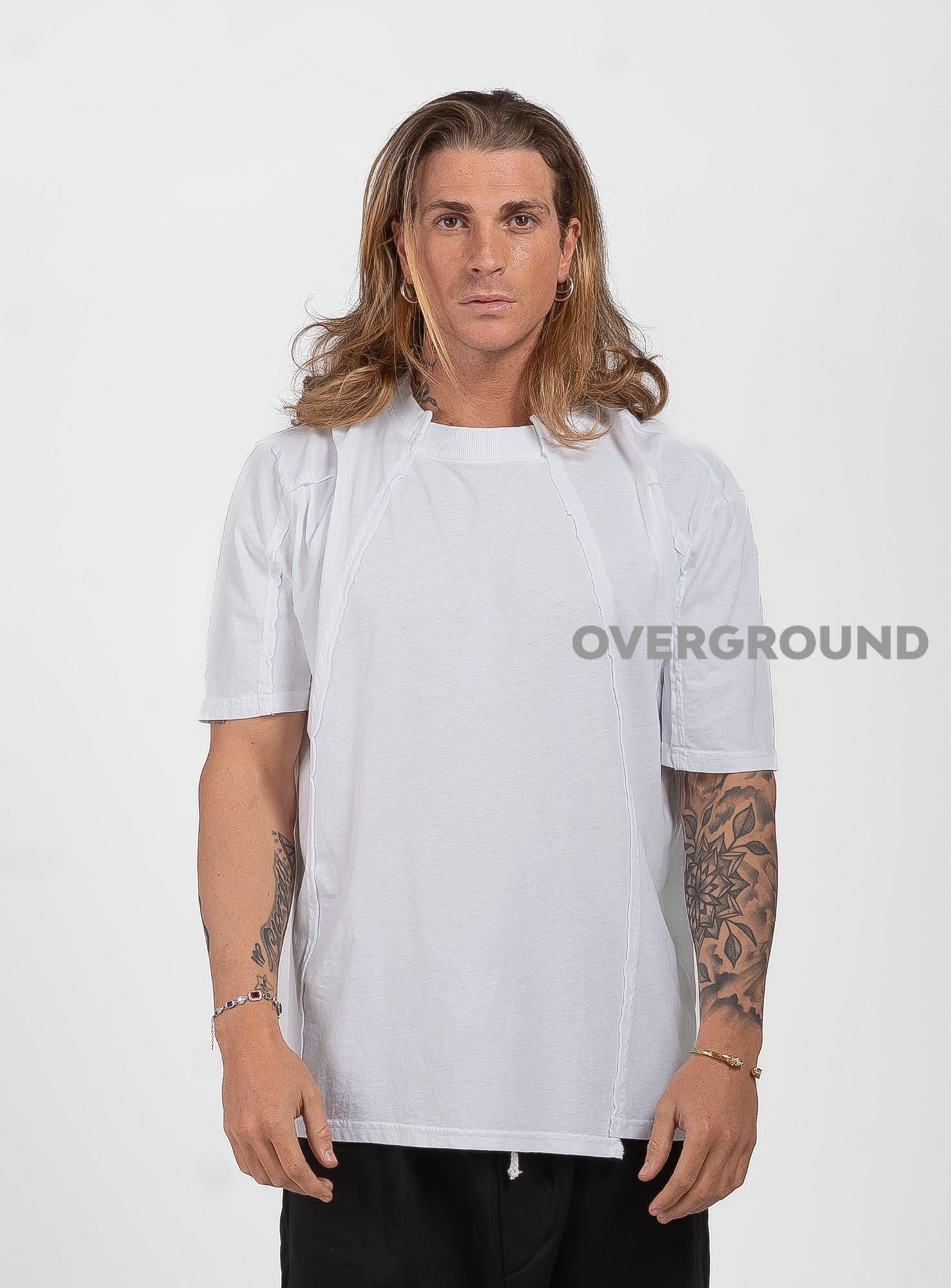 T-SHIRT COLLO CON CUCITURE DAVANTI - OVERGROUND STORE 