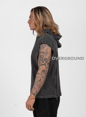 FELPA SMANICATA  CON CERNIERA DAVANTI E CAPPUCCIO - OVERGROUND STORE 