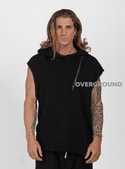 FELPA SMANICATA  CON CERNIERA DAVANTI E CAPPUCCIO - OVERGROUND STORE 